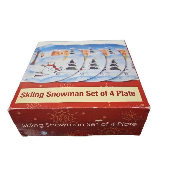 Stonelite vintage set of 4 snowman 8.5" plates NIB - Picture 4 of 4